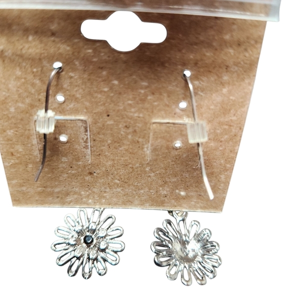 Elegant Silver and Pearl Drop Earrings - Picture 3 of 5